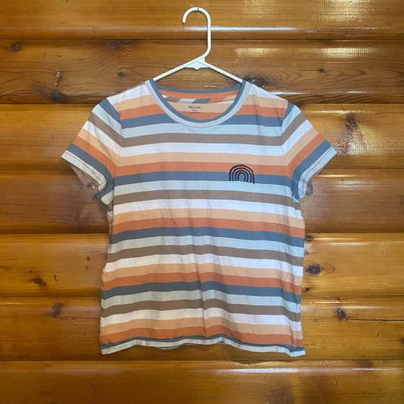 Madewell Striped T-Shirt with Rainbow - S - Picture 1 of 3